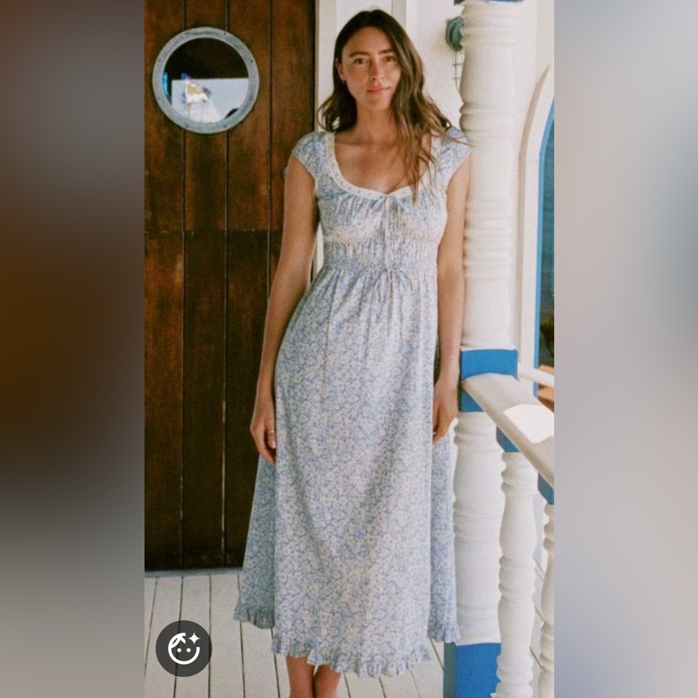 Christy Dawn Kelly Dress in the Daisy Blue print S